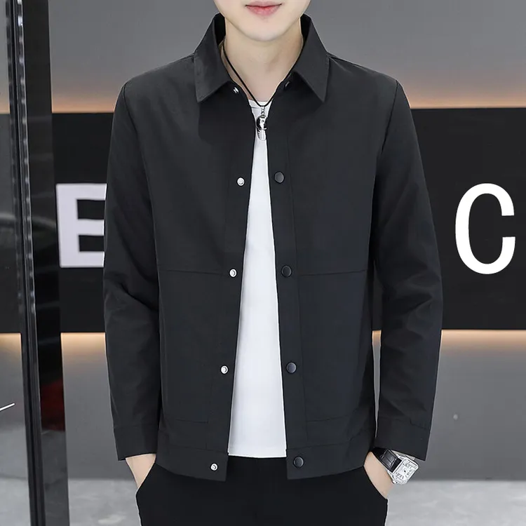 2025翻领男秋冬季商务简约二棉夹克工装男士韩版加棉加厚商务外套