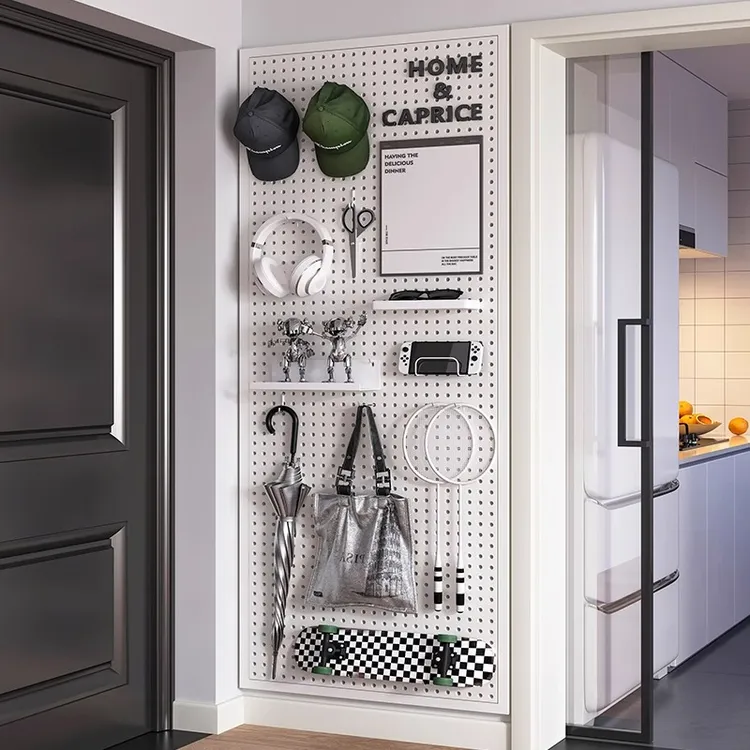 洞洞板置物架定制尺寸颜色铁艺冲孔板墙面收纳架桌面挂板展示货架