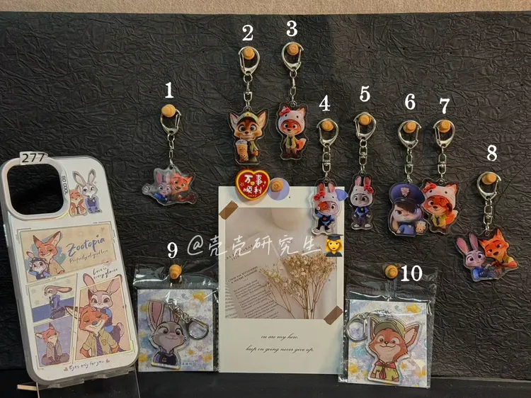 可爱创意朱迪尼克卡通联动亚克力书包钥匙扣情侣挂件