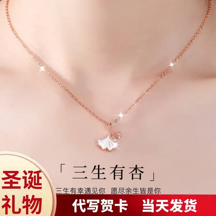 坠链均足银 【圣诞礼物】999纯银三生有幸项链女轻奢锁骨链时尚生日