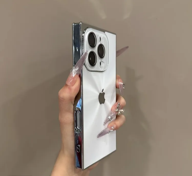 高级感方形极光适用苹果16promax手机壳简约iPhone15新款14创意13