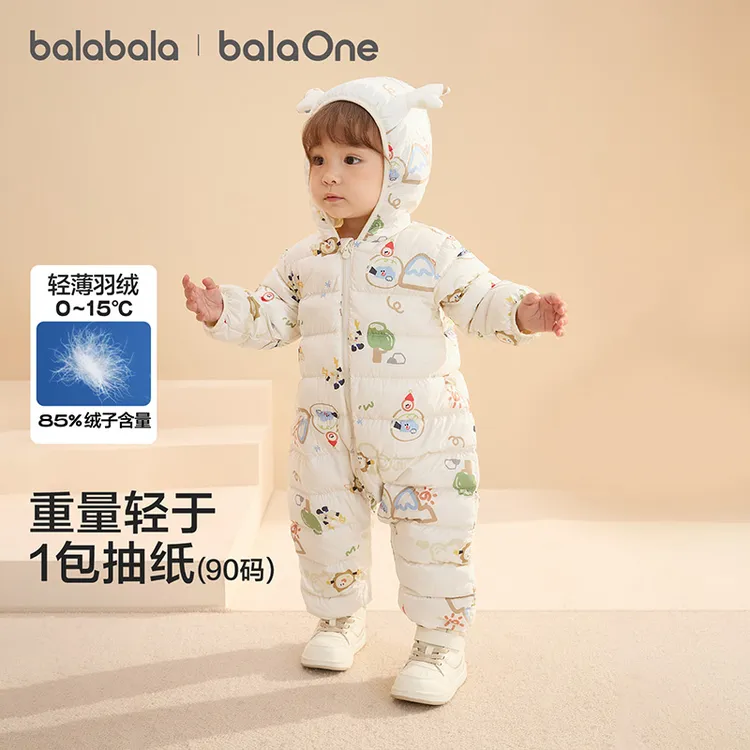 巴拉巴拉儿童轻薄羽绒服男女童冬季连体衣2025新款造型宝宝保暖萌