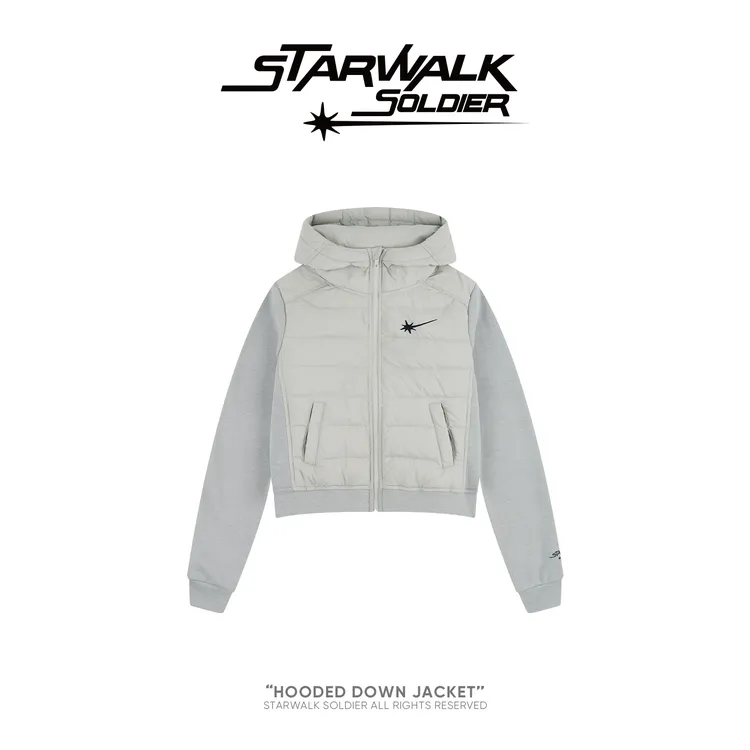 STARWALK SOLDIER收腰针织拼接排骨羽绒服美式复古轻薄立领修身女