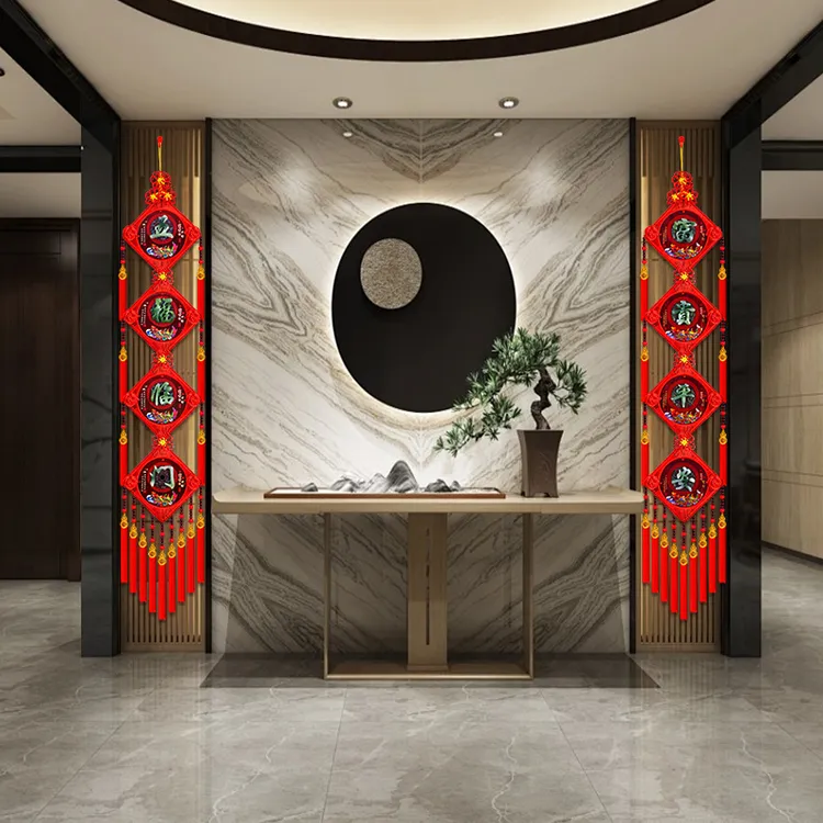 【仿玉雕对联】中国结玄关仿玉雕五福临门富贵平安中国结挂件