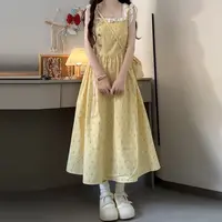 【现货+运补】黄色波点连衣裙子女2025夏季新款高级感收腰长裙0270