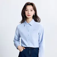 【流光风】全棉通勤基础百搭衬衫女25秋职业欧若风舒适绣花长袖衬衣