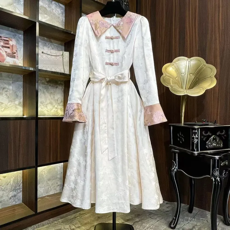 【琉璃月华】[晖晖]轻奢设计师优雅气质修身时尚收腰连衣裙-86039