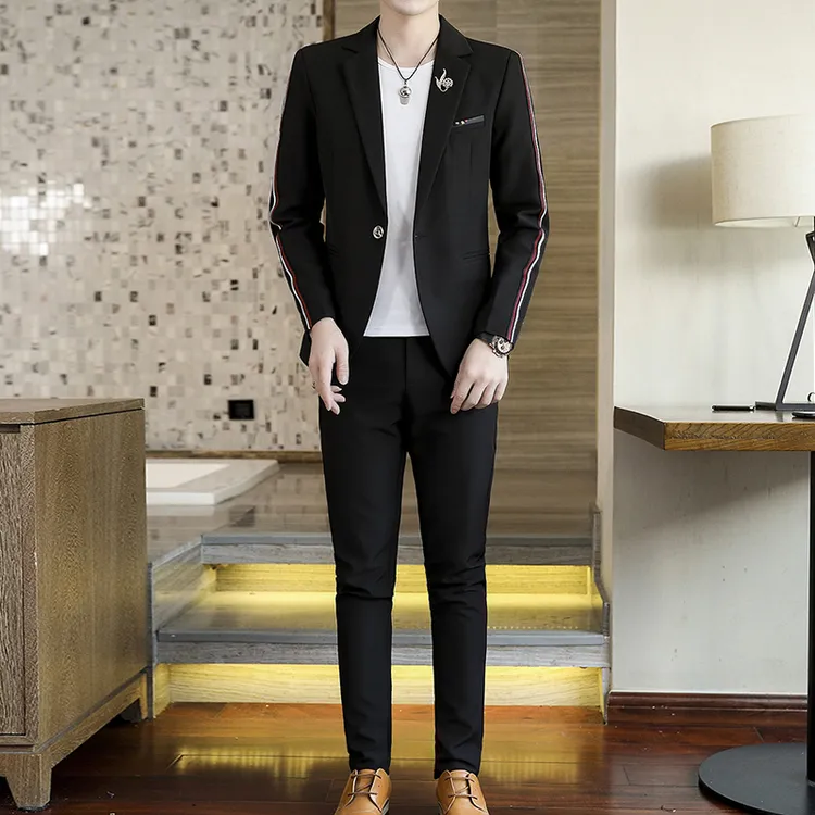 西服套装男士韩版时尚2025新品高档百搭西裤新郎礼服商务修身西装