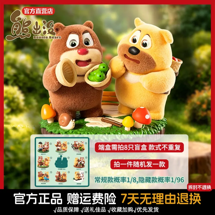 熊出没熊熊美食大探险系列盲盒熊大熊二模型手办玩具周边生日礼物
