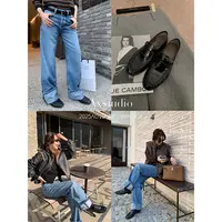 阿昕亮晶晶 时髦黑皮 英伦复古通勤奢感褶皱鳗鱼皮乐福鞋AX25085