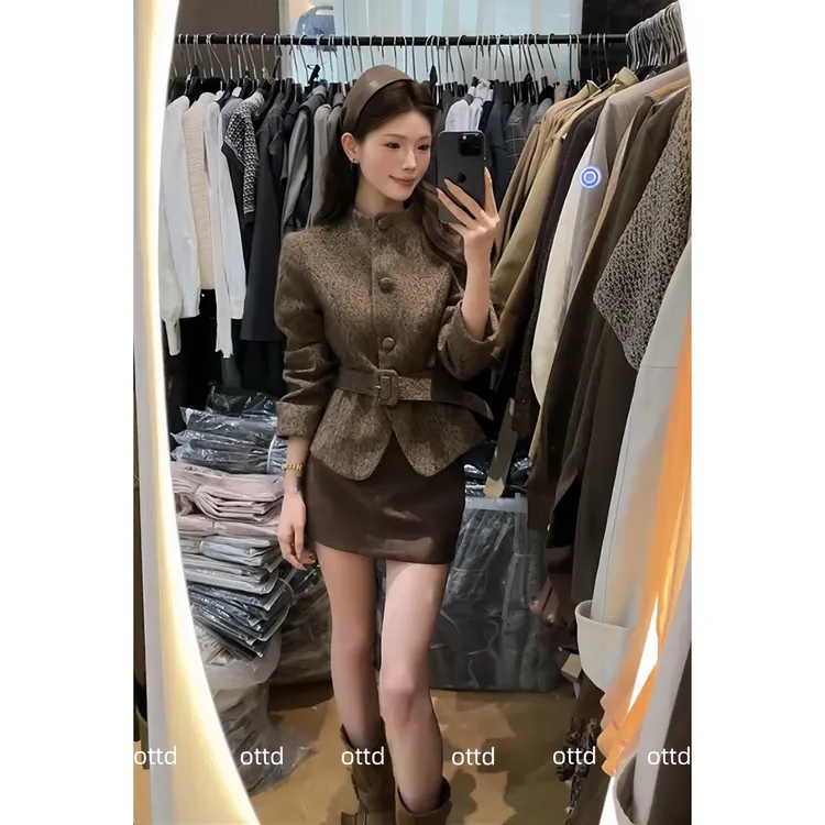 小香风外套套装2025新款时尚轻奢重工长袖外套高腰显瘦A字半身裙