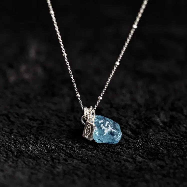 合金吊坠 吊坠补水项链蓝色锁骨链小众精致秋冬转运珠女款礼物