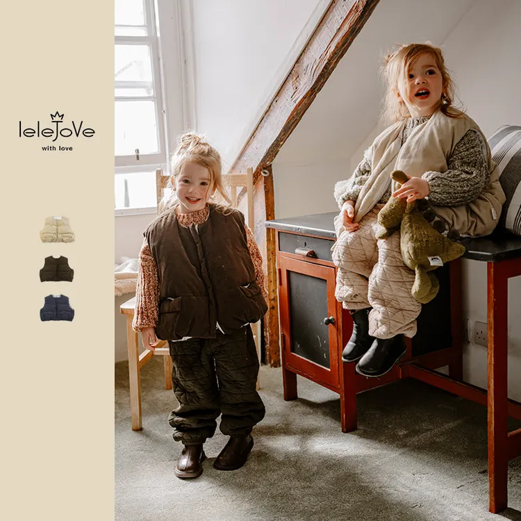 lelejove北欧风24秋冬羽绒马甲儿童鸭绒蓬松保暖可爱马甲4AT3D604