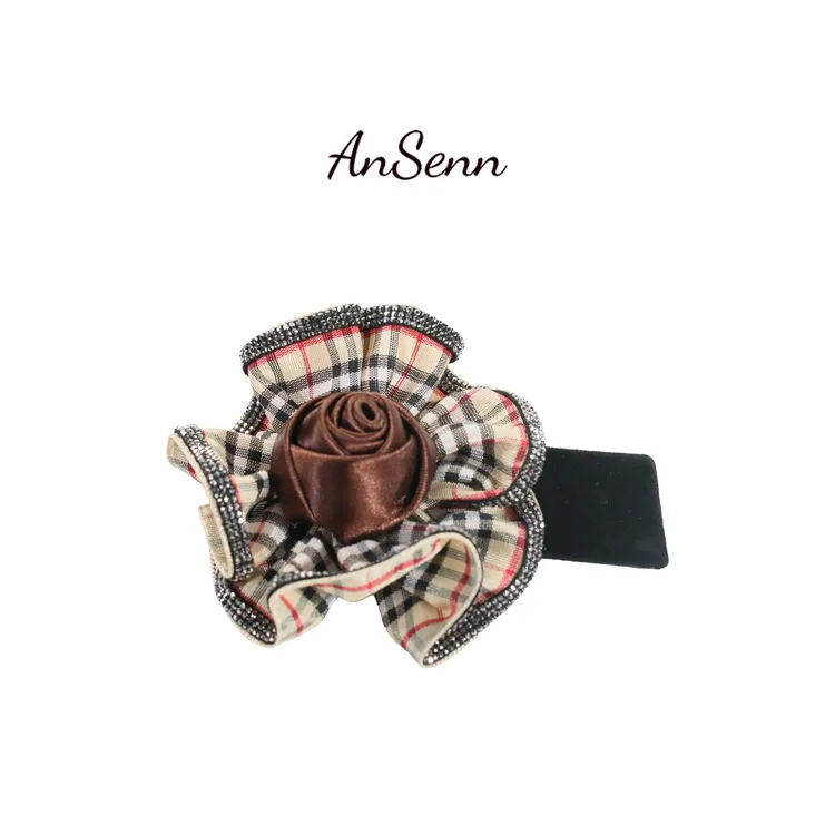 【小魏总珠宝】玫瑰花格子侧夹-8cm