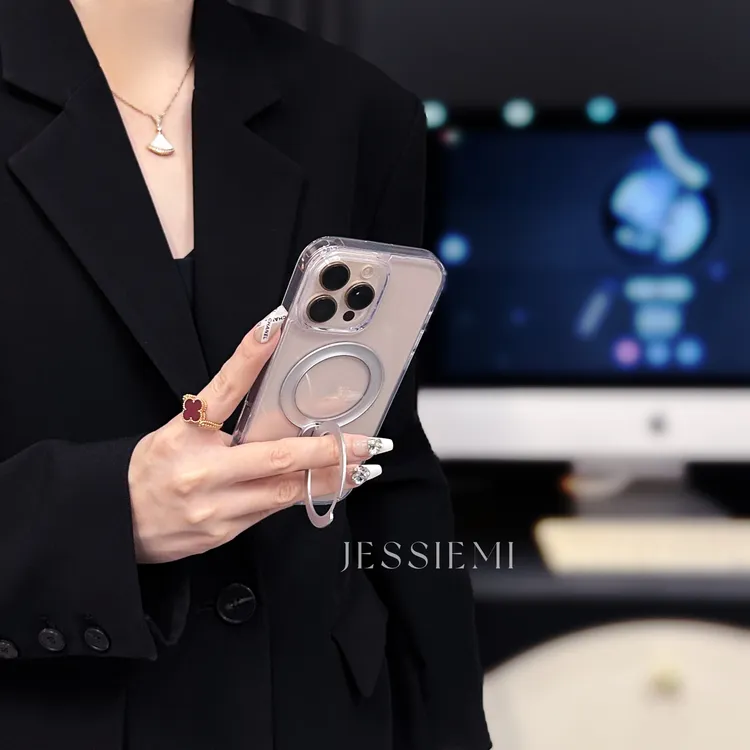 360旋转支架 适用苹果17promax手机壳磁吸iPhone16简约15透明防摔