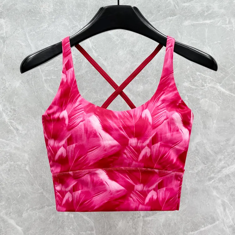 女款时尚印花美背防震外穿跑步专业训练健身聚拢瑜伽运动背心