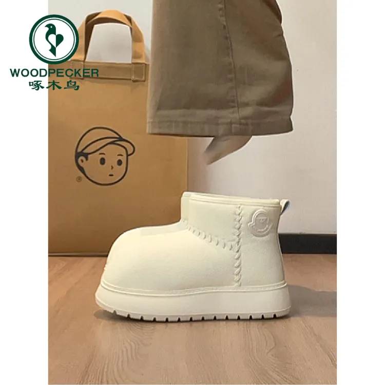 啄木鸟增高厚底雪地靴女2025年冬季新款百搭加绒保暖防滑雪地棉鞋