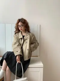 小孟~巨好看氛围感法式立领风衣外套9207
