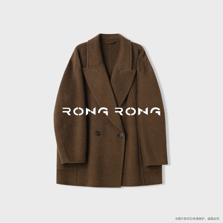 溶溶【日落暖棕】RONGRONG 绵羊毛骆驼绒混纺意式双面呢外套55Z8662