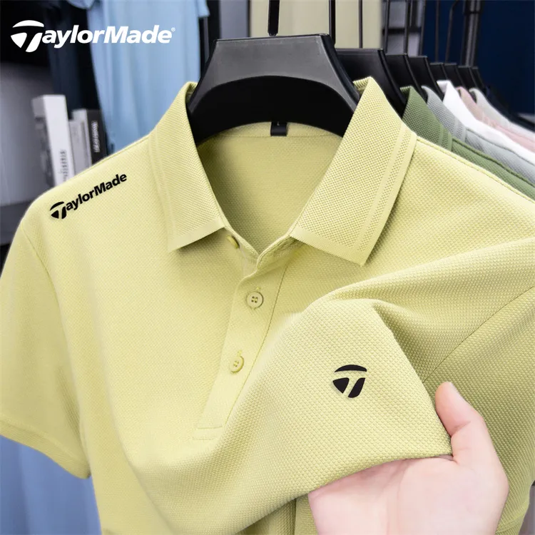 Taylormade泰勒梅夏季丝光棉短袖POLO衫男士高尔夫运动休闲T恤衫