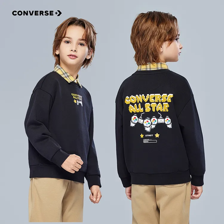 Converse匡威舒适休闲百搭儿童中大童印花套头卫衣CNVN-FW-J041