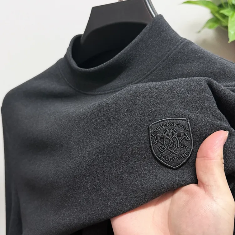 CATIA SELI秋冬新款德绒半高领打底衫男士双面磨毛保暖秋衣长袖