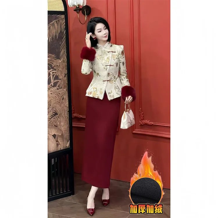 格娜新款过年衣服女一整套国风女装显瘦氛围感过年战袍气质两件套