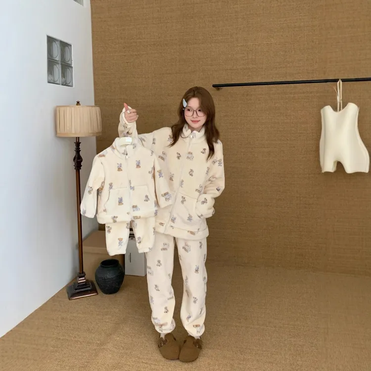 2025亲子透气长袖裤两件套睡衣女春秋季卡通居家服