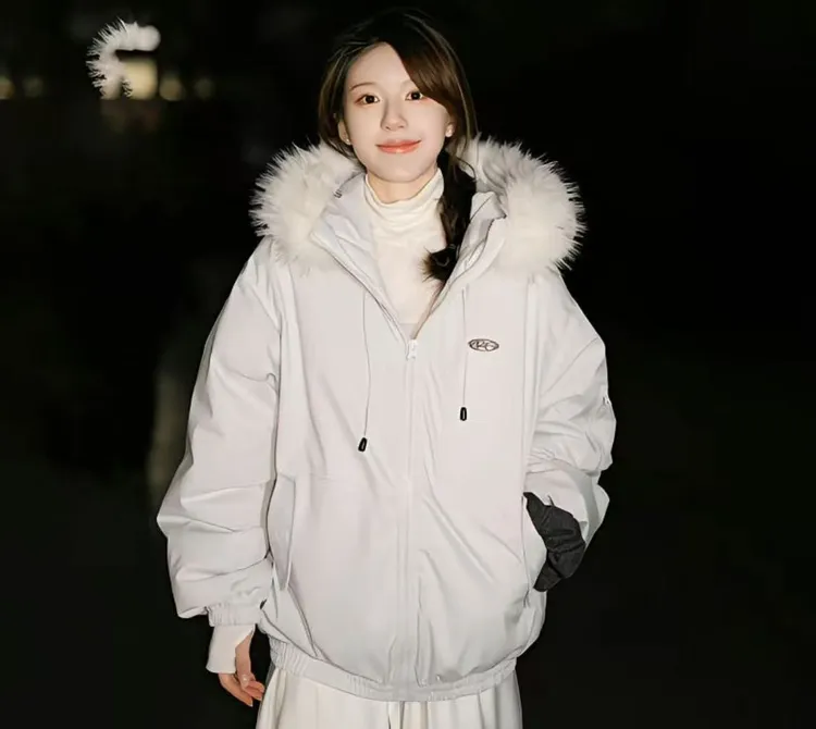 赵露思同款冬季毛领情侣棉服女潮流加厚韩系宽松学生棉衣保暖外套