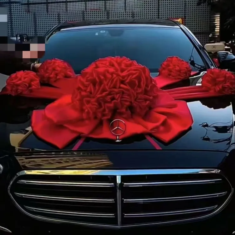 豪华复古中国红大红花球婚车装饰车头花结婚布置车队专用定制款
