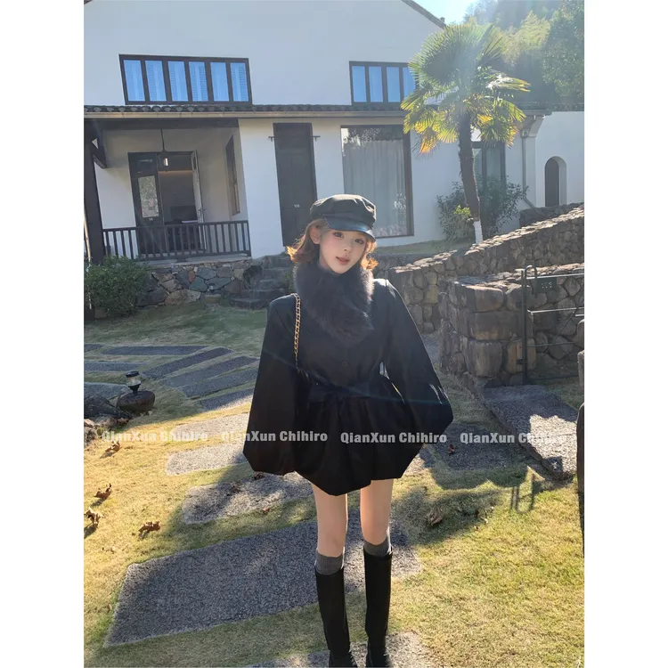 「美院艺术生」秋冬时尚气质轻奢设计感羽绒服QXD5YRF8596A(送毛领)