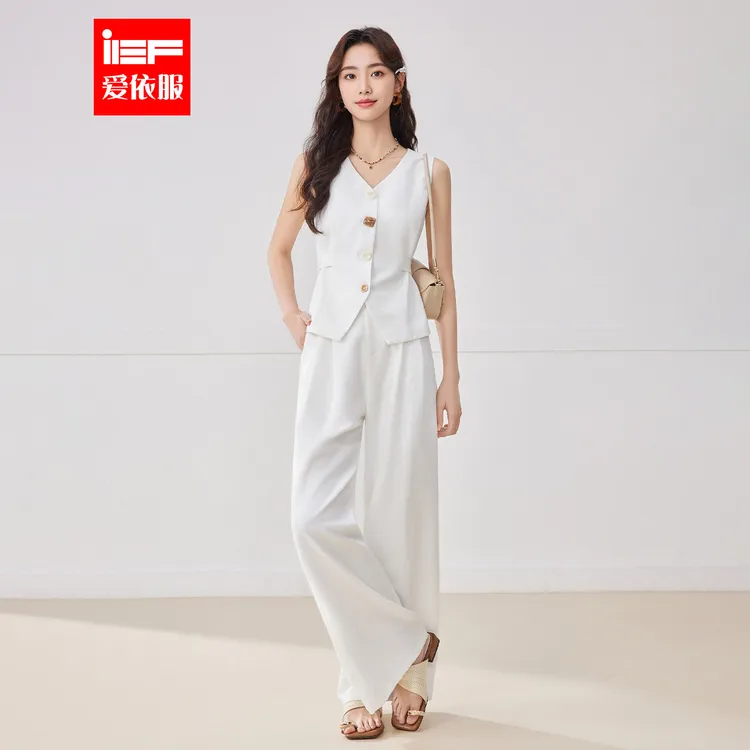 IEF/爱依服2025夏季新款法式简约文艺知性通勤气质百搭上下套裤