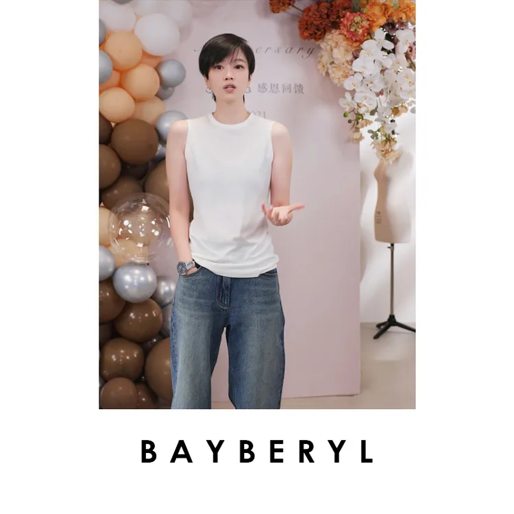 BAYBERYL老贝烂番茄2.0*白背心圆领舒适百搭秋无袖NT5G3111-8/16
