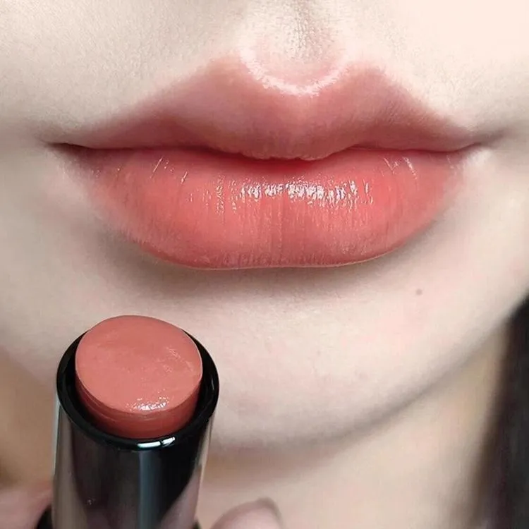 黄皮早八一生推！奶橘色水光清透口红提气色水润素颜多用棒腮红女