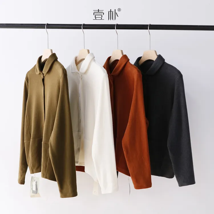 秋冬翻领长袖衬衫 百搭加厚保暖衬衣上衣 5SP591【胸围108 衣长60】