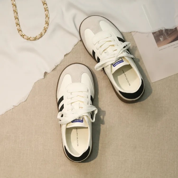 【DICECK正品】2025新款德训鞋女春真皮透气系带平底休闲鞋显脚小