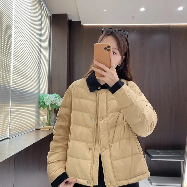 IMFLY金小金自制女装 鸭绒羽绒服DYW9908秋冬翻领撞色保暖外套