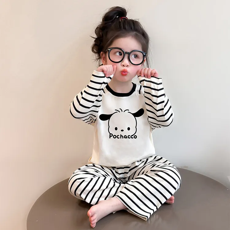 女童睡衣春秋100%纯棉儿童薄款长袖家居服女孩宝宝洋气卡通空调服