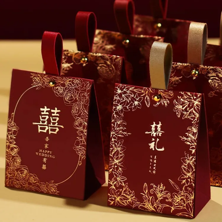 结婚喜糖盒2025新款喜糖袋装糖果礼盒空盒高级婚礼糖盒订婚喜糖盒