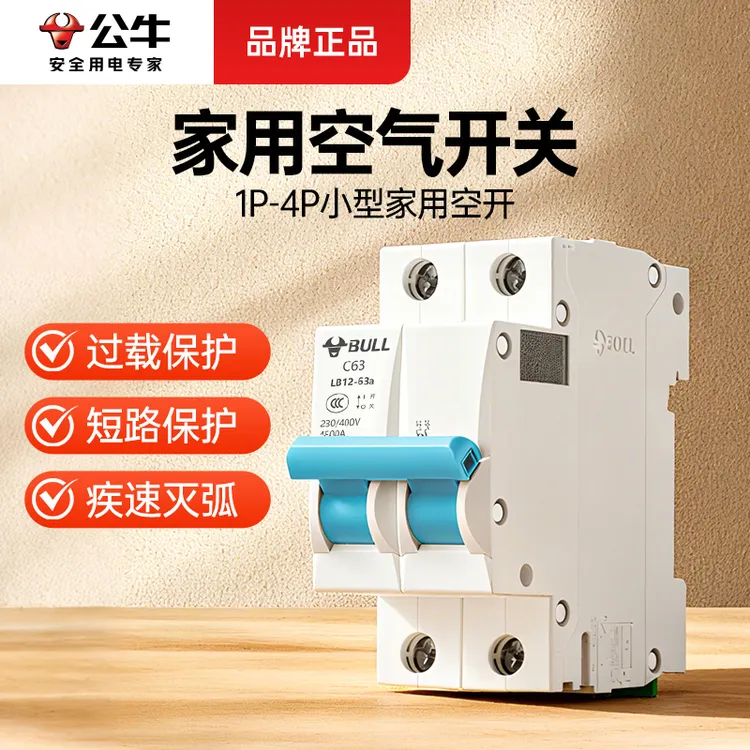 公牛空气开关LB12断路器空气开关1P2P断路器家用空开电闸开关63a