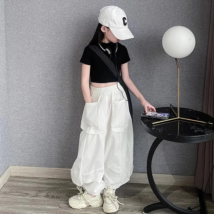 女童短袖T恤夏季套装2025新款儿童洋气时髦薄款运动休闲裤两件套