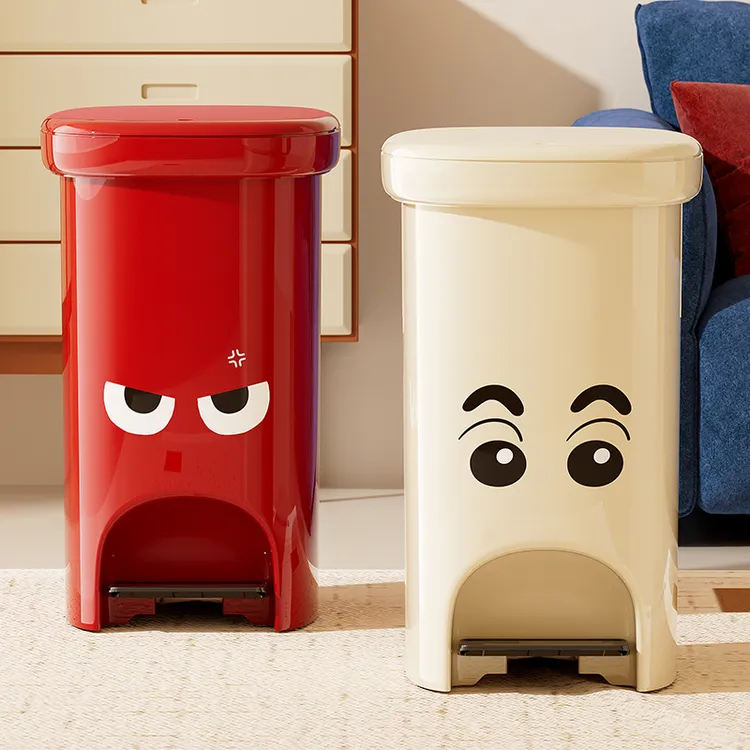 橱明星家用大容量脚踏垃圾桶按压开盖创意表情浴室加厚防臭垃圾筒