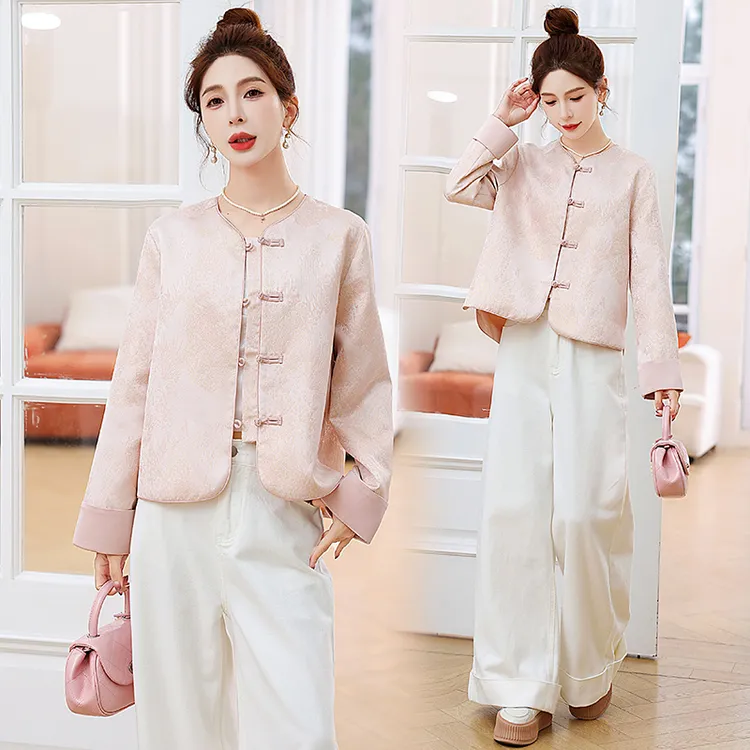 短外套女2025春季春天衣服新款新中式提花盘扣复古名族风短款外套