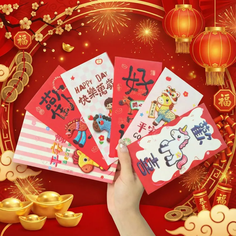 马年创意好运红包袋新年拜年儿童压岁钱包春节过年卡通生肖利是封