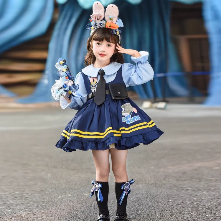 公主裙女童秋冬装兔子警官儿童衣服洛丽塔裙小女孩连衣裙生日礼服