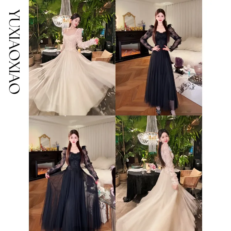 余潇潇【夜半蔷薇】高定刺绣蕾丝立体花朵梦幻礼服连衣裙&法式上衣