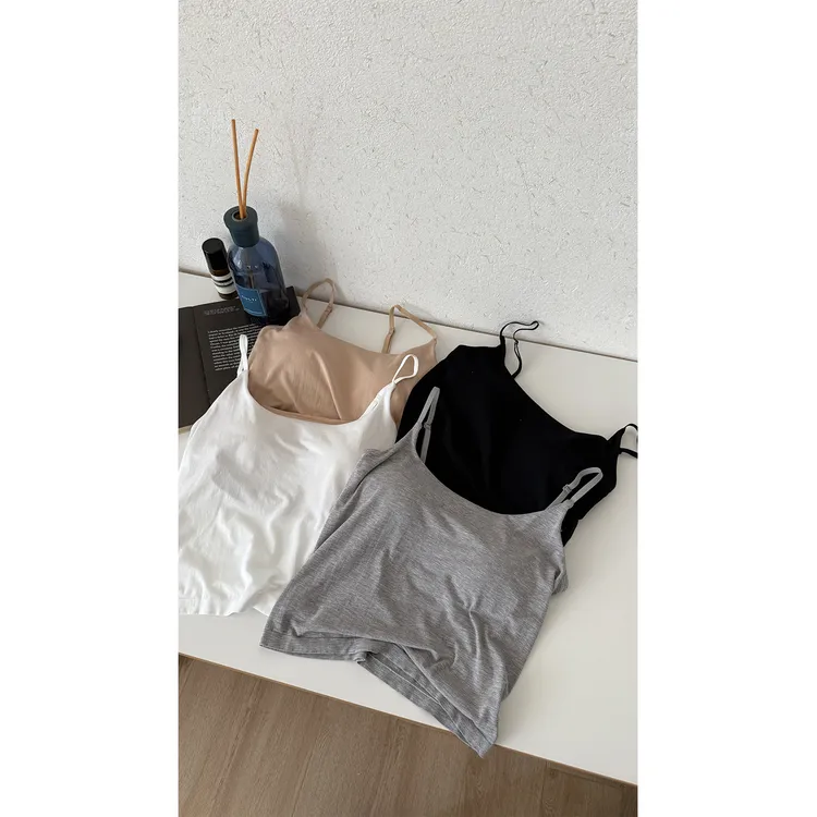 苏安家|“山茶吊带”微胶囊夏日微香 一体无缝无痕带胸垫吊带背心