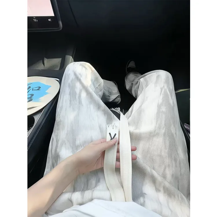 白色扎染裤子男款爆款2025新款秋季痞帅美式慵懒风宽松直筒休闲裤