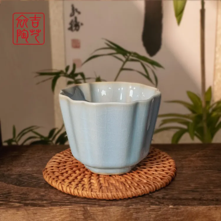 樊立老师 葵花杯 手工复古田园风隔热汝窑主人杯家用茶盏
