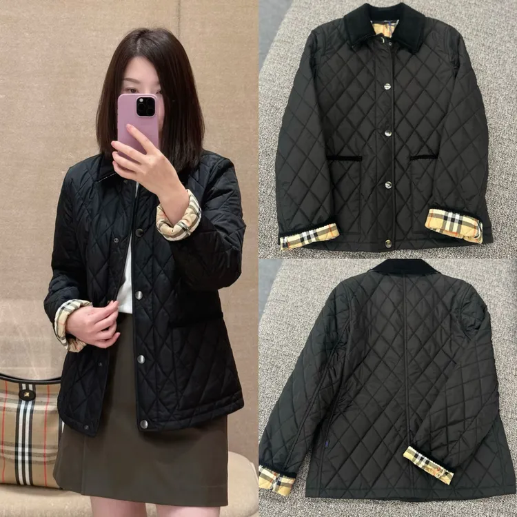 未使用 BURBERRY/博柏利 女款 纯色条绒领棉服外套11250